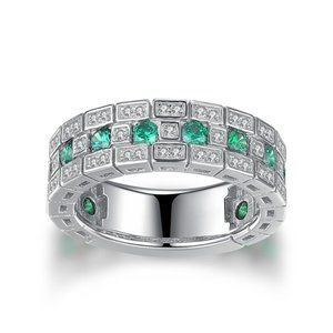 925 Silver Plated Exclusive Green CZ Ring for Women, MARR9289